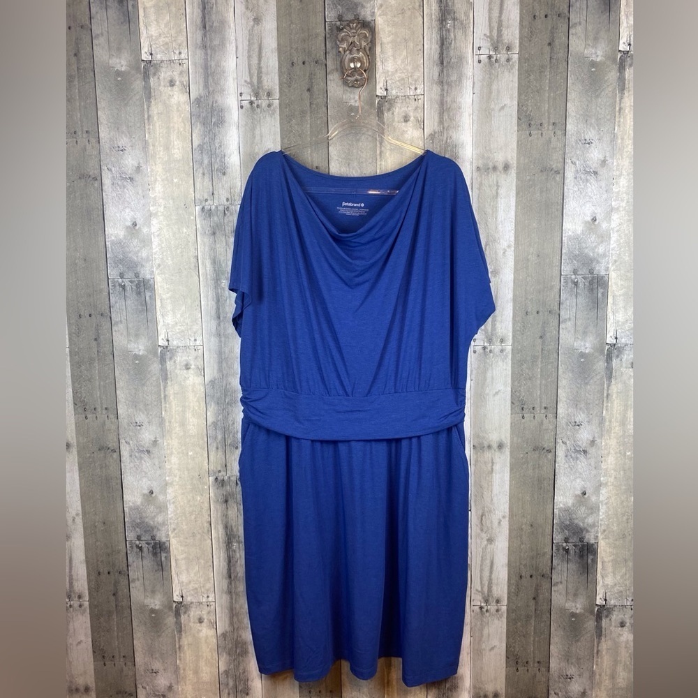 Betabrand Canopy Ruched Dress in Royal Blue Size 2X.